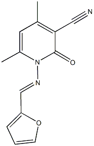 1-[(2-furylmethylene)amino]-4,6-dimethyl-2-oxo-1,2-dihydropyridine-3-carbonitrile 结构式