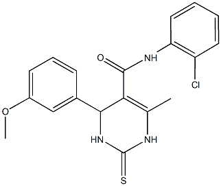 N-(2-chlorophenyl)-4-(3-methoxyphenyl)-6-methyl-2-thioxo-1,2,3,4-tetrahydro-5-pyrimidinecarboxamide 结构式