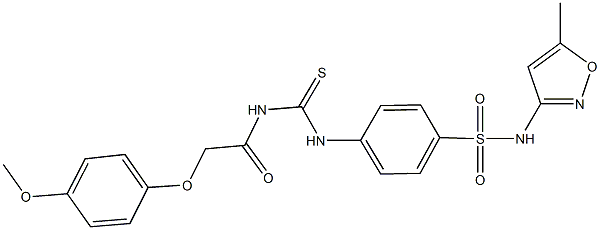 4-[({[(4-methoxyphenoxy)acetyl]amino}carbothioyl)amino]-N-(5-methyl-3-isoxazolyl)benzenesulfonamide 结构式