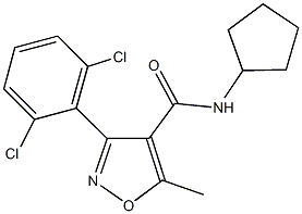 N-cyclopentyl-3-(2,6-dichlorophenyl)-5-methyl-4-isoxazolecarboxamide 结构式