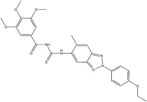 N-[2-(4-ethoxyphenyl)-6-methyl-2H-1,2,3-benzotriazol-5-yl]-N'-(3,4,5-trimethoxybenzoyl)thiourea 结构式