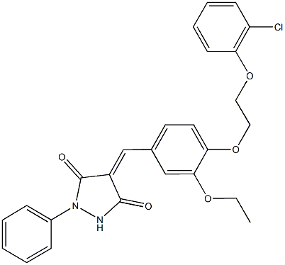 4-{4-[2-(2-chlorophenoxy)ethoxy]-3-ethoxybenzylidene}-1-phenyl-3,5-pyrazolidinedione 结构式