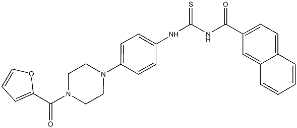 N-{4-[4-(2-furoyl)-1-piperazinyl]phenyl}-N'-(2-naphthoyl)thiourea 结构式