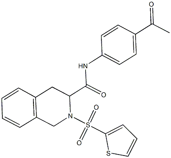 N-(4-acetylphenyl)-2-(2-thienylsulfonyl)-1,2,3,4-tetrahydro-3-isoquinolinecarboxamide 结构式