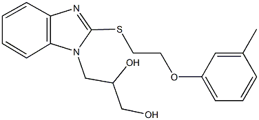 3-(2-{[2-(3-methylphenoxy)ethyl]sulfanyl}-1H-benzimidazol-1-yl)-1,2-propanediol 结构式