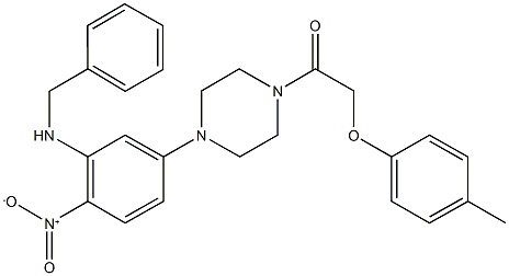 1-{3-(benzylamino)-4-nitrophenyl}-4-[(4-methylphenoxy)acetyl]piperazine 结构式