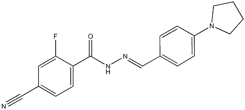 4-cyano-2-fluoro-N'-[4-(1-pyrrolidinyl)benzylidene]benzohydrazide 结构式