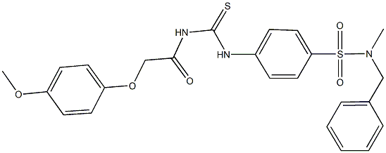 N-benzyl-4-[({[(4-methoxyphenoxy)acetyl]amino}carbothioyl)amino]-N-methylbenzenesulfonamide 结构式