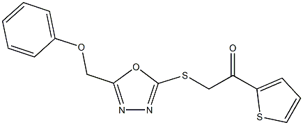 2-{[5-(phenoxymethyl)-1,3,4-oxadiazol-2-yl]sulfanyl}-1-(2-thienyl)ethanone 结构式