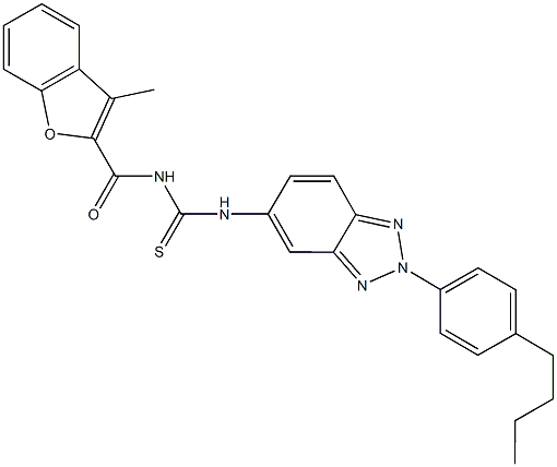 N-[2-(4-butylphenyl)-2H-1,2,3-benzotriazol-5-yl]-N'-[(3-methyl-1-benzofuran-2-yl)carbonyl]thiourea 结构式