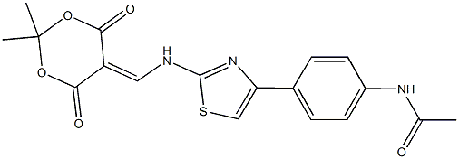 N-[4-(2-{[(2,2-dimethyl-4,6-dioxo-1,3-dioxan-5-ylidene)methyl]amino}-1,3-thiazol-4-yl)phenyl]acetamide 结构式