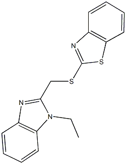 2-{[(1-ethyl-1H-benzimidazol-2-yl)methyl]sulfanyl}-1,3-benzothiazole 结构式