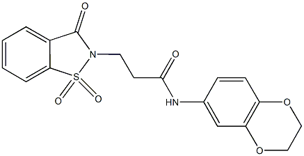 N-(2,3-dihydro-1,4-benzodioxin-6-yl)-3-(1,1-dioxido-3-oxo-1,2-benzisothiazol-2(3H)-yl)propanamide 结构式