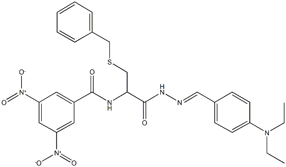 N-(1-[(benzylsulfanyl)methyl]-2-{2-[4-(diethylamino)benzylidene]hydrazino}-2-oxoethyl)-3,5-bisnitrobenzamide 结构式