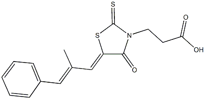 3-[5-(2-methyl-3-phenylprop-2-enylidene)-4-oxo-2-thioxo-1,3-thiazolidin-3-yl]propanoic acid 结构式
