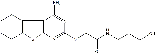 2-[(4-amino-5,6,7,8-tetrahydro[1]benzothieno[2,3-d]pyrimidin-2-yl)sulfanyl]-N-(3-hydroxypropyl)acetamide 结构式