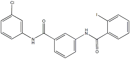 N-{3-[(3-chloroanilino)carbonyl]phenyl}-2-iodobenzamide 结构式