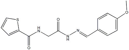 N-{2-[2-(4-methoxybenzylidene)hydrazino]-2-oxoethyl}-2-thiophenecarboxamide 结构式