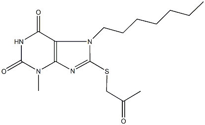 7-heptyl-3-methyl-8-[(2-oxopropyl)sulfanyl]-3,7-dihydro-1H-purine-2,6-dione 结构式
