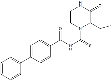 N-[(2-ethyl-3-oxo-1-piperazinyl)carbothioyl][1,1'-biphenyl]-4-carboxamide 结构式