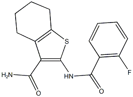 2-[(2-fluorobenzoyl)amino]-4,5,6,7-tetrahydro-1-benzothiophene-3-carboxamide 结构式