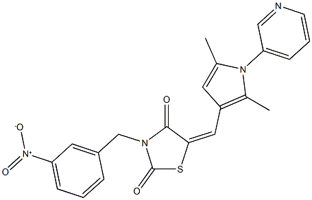 5-{[2,5-dimethyl-1-(3-pyridinyl)-1H-pyrrol-3-yl]methylene}-3-{3-nitrobenzyl}-1,3-thiazolidine-2,4-dione 结构式