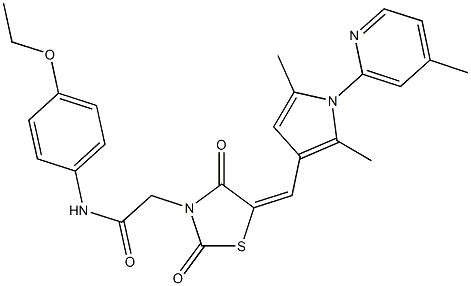 2-(5-{[2,5-dimethyl-1-(4-methyl-2-pyridinyl)-1H-pyrrol-3-yl]methylene}-2,4-dioxo-1,3-thiazolidin-3-yl)-N-(4-ethoxyphenyl)acetamide 结构式