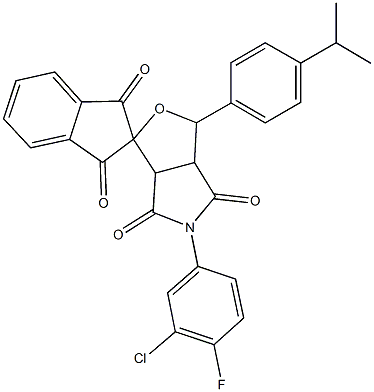 5-(3-chloro-4-fluorophenyl)-1-(4-isopropylphenyl)-3a,6a-dihydrospiro(1H-furo[3,4-c]pyrrole-3,2'-[1H]-indene)-1',3',4,6(2'H,3H,5H)-tetrone 结构式
