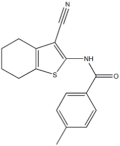 N-(3-cyano-4,5,6,7-tetrahydro-1-benzothien-2-yl)-4-methylbenzamide 结构式