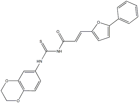 N-(2,3-dihydro-1,4-benzodioxin-6-yl)-N'-[3-(5-phenyl-2-furyl)acryloyl]thiourea 结构式