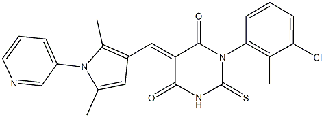 1-(3-chloro-2-methylphenyl)-5-{[2,5-dimethyl-1-(3-pyridinyl)-1H-pyrrol-3-yl]methylene}-2-thioxodihydro-4,6(1H,5H)-pyrimidinedione 结构式