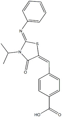 4-{[3-isopropyl-4-oxo-2-(phenylimino)-1,3-thiazolidin-5-ylidene]methyl}benzoic acid 结构式