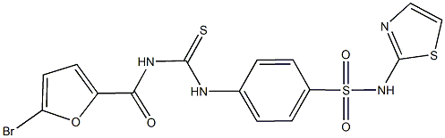 4-({[(5-bromo-2-furoyl)amino]carbothioyl}amino)-N-(1,3-thiazol-2-yl)benzenesulfonamide 结构式