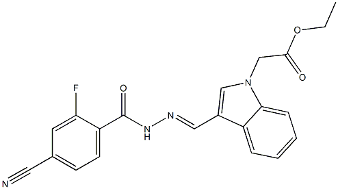 ethyl {3-[2-(4-cyano-2-fluorobenzoyl)carbohydrazonoyl]-1H-indol-1-yl}acetate 结构式