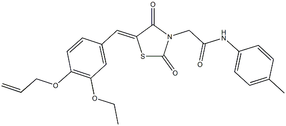 2-{5-[4-(allyloxy)-3-ethoxybenzylidene]-2,4-dioxo-1,3-thiazolidin-3-yl}-N-(4-methylphenyl)acetamide 结构式