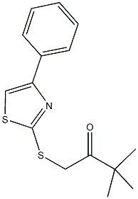 3,3-dimethyl-1-[(4-phenyl-1,3-thiazol-2-yl)sulfanyl]-2-butanone 结构式