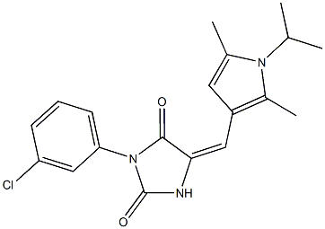 3-(3-chlorophenyl)-5-[(1-isopropyl-2,5-dimethyl-1H-pyrrol-3-yl)methylene]-2,4-imidazolidinedione 结构式