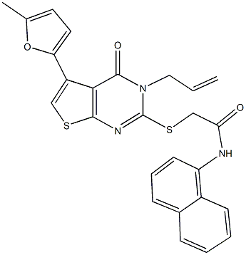 2-{[3-allyl-5-(5-methyl-2-furyl)-4-oxo-3,4-dihydrothieno[2,3-d]pyrimidin-2-yl]sulfanyl}-N-(1-naphthyl)acetamide 结构式