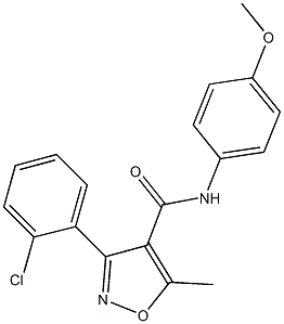 3-(2-chlorophenyl)-N-(4-methoxyphenyl)-5-methyl-4-isoxazolecarboxamide 结构式