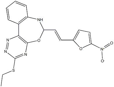 3-(ethylsulfanyl)-6-(2-{5-nitro-2-furyl}vinyl)-6,7-dihydro[1,2,4]triazino[5,6-d][3,1]benzoxazepine 结构式