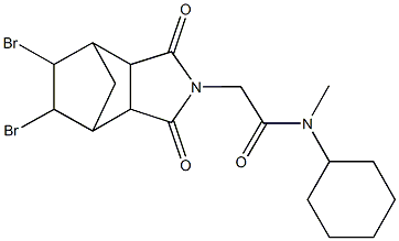 N-cyclohexyl-2-(8,9-dibromo-3,5-dioxo-4-azatricyclo[5.2.1.0~2,6~]dec-4-yl)-N-methylacetamide 结构式