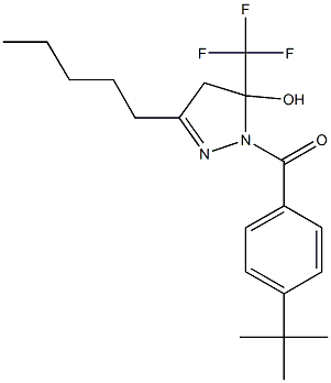 1-{[4-(1,1-dimethylethyl)phenyl]carbonyl}-3-pentyl-5-(trifluoromethyl)-4,5-dihydro-1H-pyrazol-5-ol 结构式