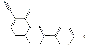 1-{[1-(4-chlorophenyl)ethylidene]amino}-4,6-dimethyl-2-oxo-1,2-dihydropyridine-3-carbonitrile 结构式