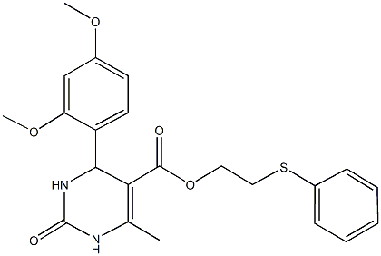 2-(phenylsulfanyl)ethyl 4-[2,4-bis(methyloxy)phenyl]-6-methyl-2-oxo-1,2,3,4-tetrahydropyrimidine-5-carboxylate 结构式