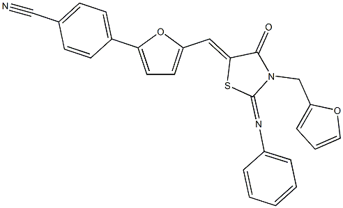 4-(5-{[3-(2-furylmethyl)-4-oxo-2-(phenylimino)-1,3-thiazolidin-5-ylidene]methyl}-2-furyl)benzonitrile 结构式