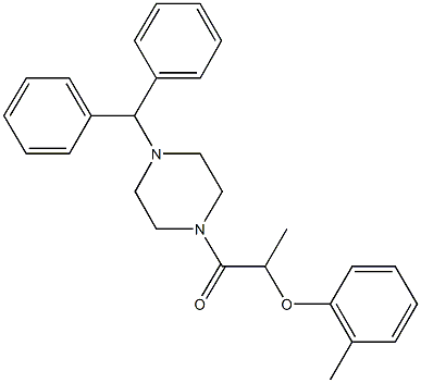 2-(4-benzhydryl-1-piperazinyl)-1-methyl-2-oxoethyl 2-methylphenyl ether 结构式