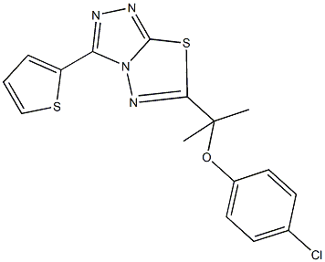 4-chlorophenyl 1-methyl-1-[3-(2-thienyl)[1,2,4]triazolo[3,4-b][1,3,4]thiadiazol-6-yl]ethyl ether 结构式