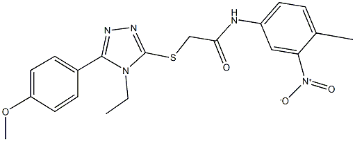 2-{[4-ethyl-5-(4-methoxyphenyl)-4H-1,2,4-triazol-3-yl]sulfanyl}-N-{3-nitro-4-methylphenyl}acetamide 结构式