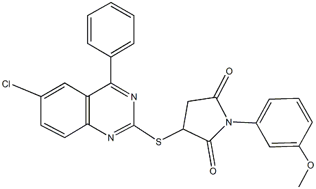 3-[(6-chloro-4-phenyl-2-quinazolinyl)sulfanyl]-1-(3-methoxyphenyl)-2,5-pyrrolidinedione 结构式