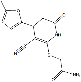 2-{[3-cyano-4-(5-methyl-2-furyl)-6-oxo-1,4,5,6-tetrahydro-2-pyridinyl]sulfanyl}acetamide 结构式